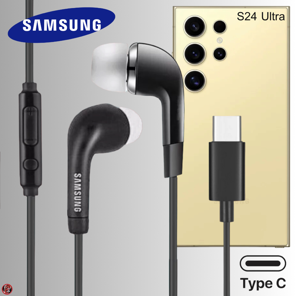 สมอลทอล์ค หูฟัง Samsung Type-C แท้ In-ear ซัมซุง S24 Ultra ไทป์ซี อินเอียร์ สีดำ เสียงดี เบสนุ่ม ปรับระดับเสียง