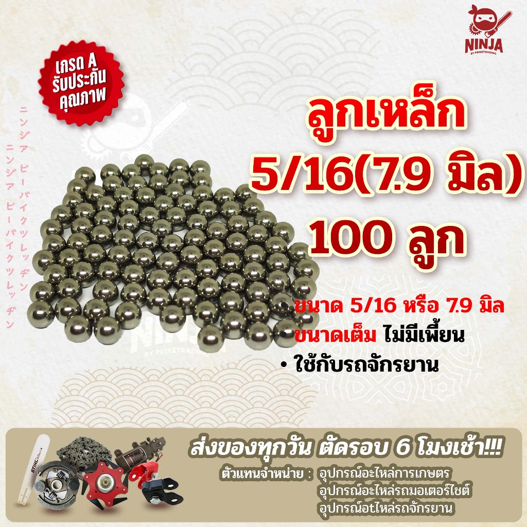 ลูกเหล็กจักรยาน 5/16 นิ้ว หรือ 7.9 มิล 100/300/480 ลูกเหล็กกลม 5/16