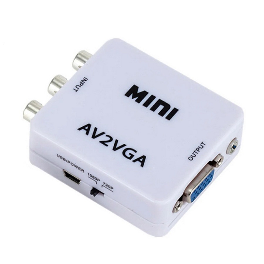 X-Tips AV to VGA อะแดปเตอร์แปลงสัญญาณ AV ออก VGA พร้อม AUX 3.5 มม. รองรับ 1080p