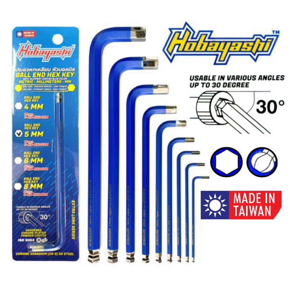 ประแจหกเหลี่ยมหัวบอลมิล BALL END HEX KEY ยี่ห้อ Hobayashi