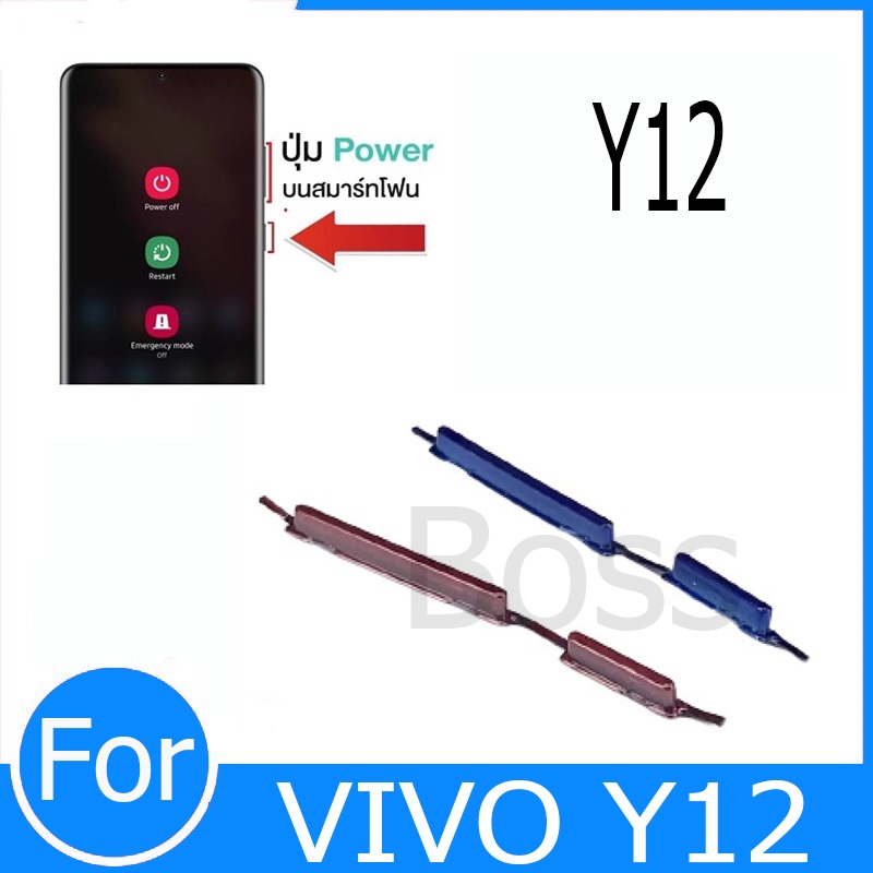 ปุ่มกดสวิทช์ด้านนอก VIVO Y12 ปุ่มเปิด/ปิด ปรับระดับเสียงขึ้นลง ปุ่มเพิ่มเสียง ปุ่มลดเสียง