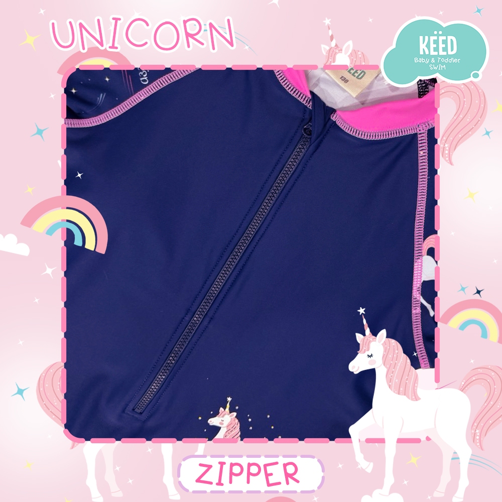KEED بدلة سباحة بنات Unicorn بأكمام طويلة وتنورة — صورة 3