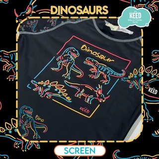 KEED : ชุดว่ายน้ำเด็กโต เสื้อแขนสั้น-กางเกงขาสั้น ตกแต่งกสรีน >> Dinosaurs << *205DN*