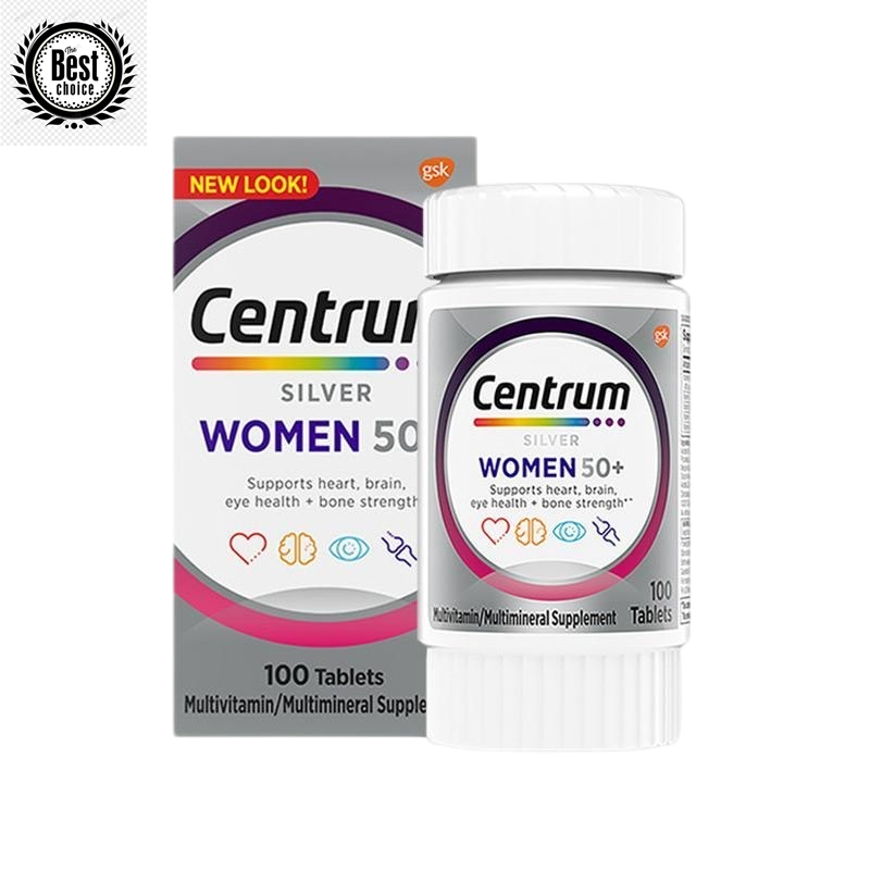 Centrum Silver Multivitamin 50+ Woman 100 Tablets Multimineral USA วิตามิน อาหารเสริมหลายชั้น ผู้หญิ