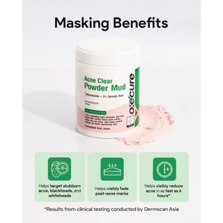 (โค้ดลด30% ในLive!!) แป้งโคลน Oxecure Acne Clear Powder Mud 50g. อ๊อกซีเคียว แป้งโคลนสำหรับผิวที่มีปัญหาสิว แป้งโคลนชมพู