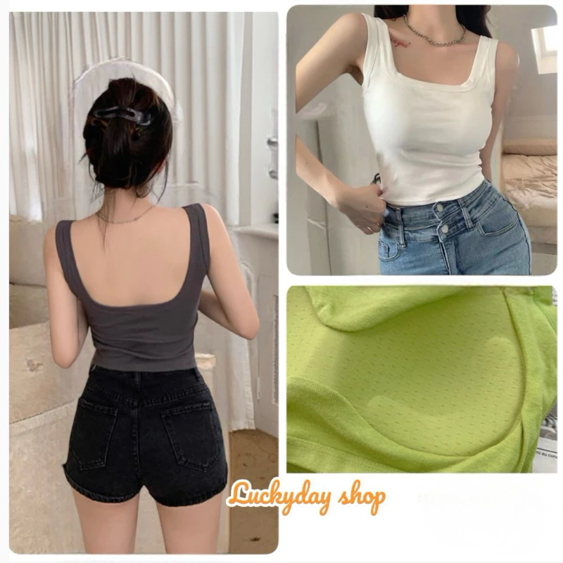 เสื้อกล้ามสายเดี่ยว เปิดหลัง เซ็กซี่ ไม่ต้องใส่เสื้อใน มีซับในตัว