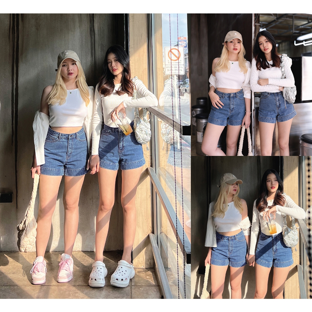 N7044 DENIM SHORTS IN NATURAL BLUE