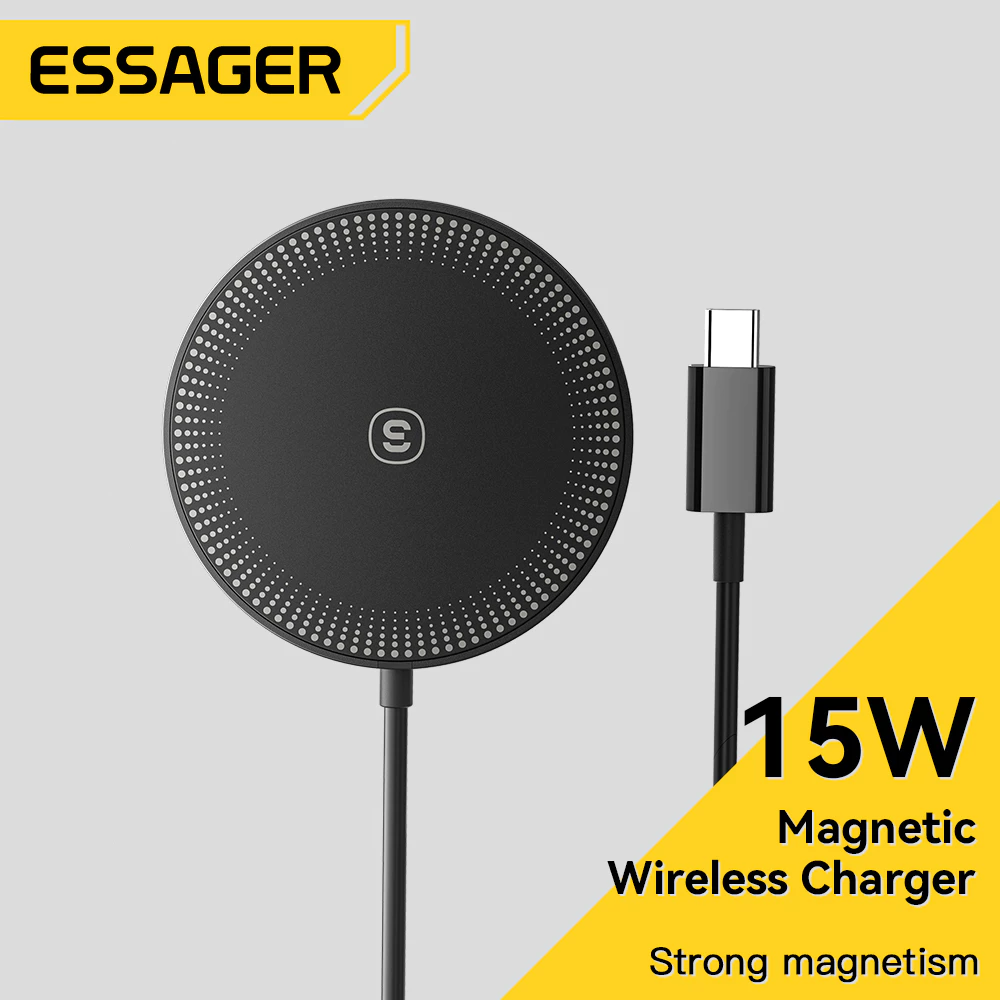 ESSAGER 15W ชาร์จไร้สายเร็ว สำหรับ for iP 14/13/12 Pro Max ที่รองรับ Qi ระบบ