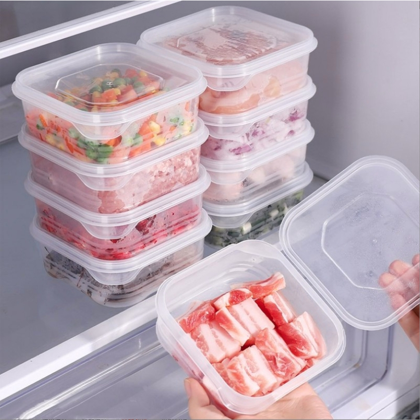 กล่องถนอมอาหาร กล่องใส่อาหาร ผัก ผลไม้ เนื้อสัตว์แช่แข็งพร้อมฝาปิด ช่วยจัดระเบียบในตู้เย็น