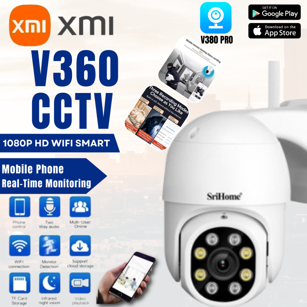 XIOAMI 360Degree CCTV กล้องวงจรปิด 360 องศา 360 องศา 1080P FHD WiFi กล้องวงจรปิด IP IP66 กันน้ำ IR มีการรับประกัน