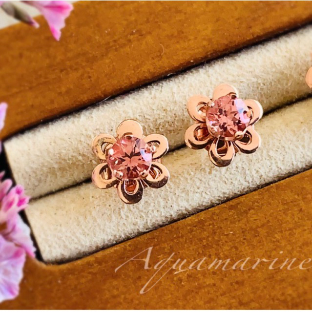 ต่างหูสตั๊ด พลอยพิ้งค์ทัวร์มาลิน 4 mm.