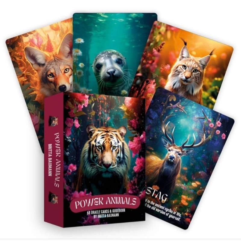 Power Animal Oracle  ไพ่ออราเคิลแท้ขอบทองกลิตเตอร์หรูหรา ไพ่ยิปซี ไพ่ทาโร่ต์ ไพ่ออราเคิล Tarot Oracle deck