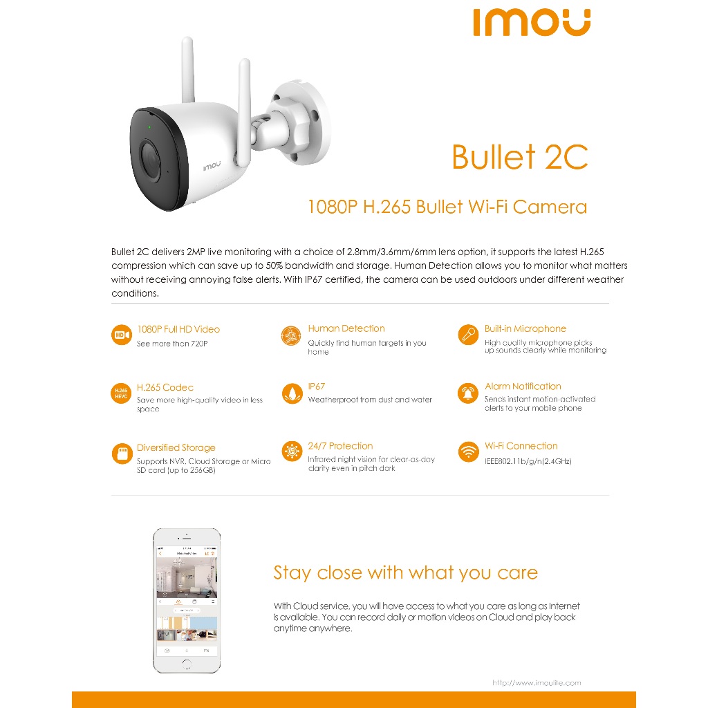 IMOU Smart Wifi Security Kit ชุดกล้องวงจรปิดไร้สาย กล้อง Bulltet 2C 4ตัว+NVR 8Ch รุ่น NVR1108HS-W-S2 1ตัว