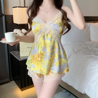 ชุดนอนลูกไม้ เซตชุดนอน💞💞 ผ้าสวมใส่สบายและระบายอากาศได้ดี สไตล์และสีต่างๆ 🥳พร้อมส่งจากไทย#554（睡衣套装）