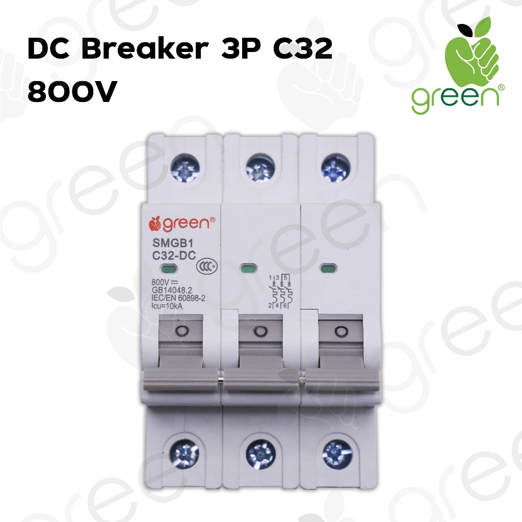 AppleGreen เบรคเกอร์ไฟฟ้ากระแสตรงสำหรับงานโซลาร์เซลล์ MCB DC Circuit Breaker 3 Pole 800V 32A