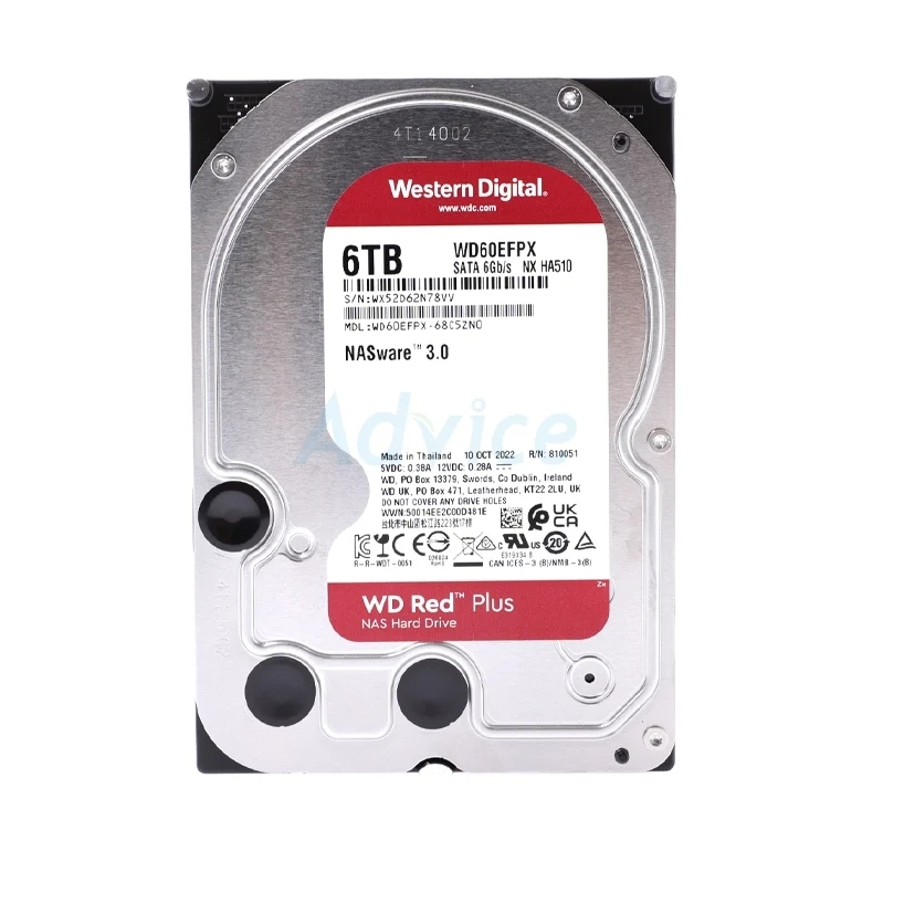 6 TB HDD WD RED PLUS NAS (5400RPM, 256MB, SATA-3, WD60EFPX)