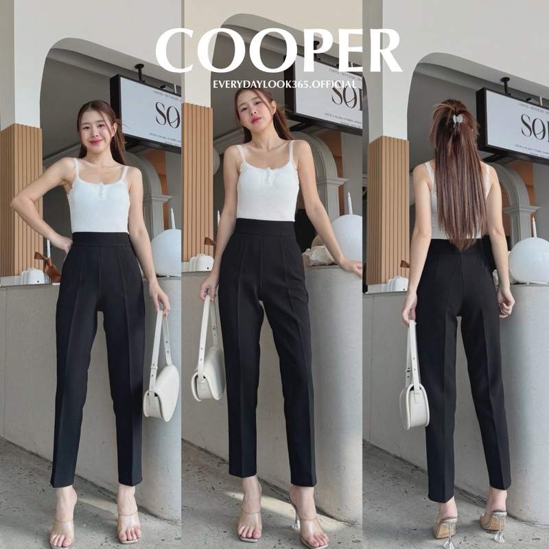 (025) COOPER ผ้าดีมากก กางเกง9ส่วนขากระบอกเล็กซิปข้าง ขอบหนาเก็บพุงพรางหุ่นดูแพง ใส่ได้ทุกโอกาส
