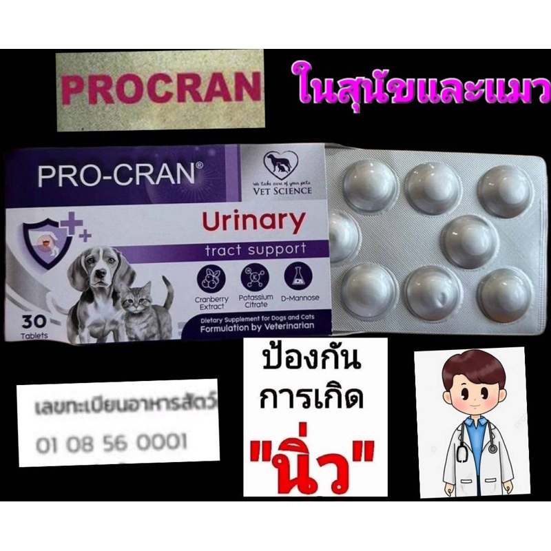 pro cranวิตามินป้องกันการเกิดนิ่วลดโอกาสติดเชื้อกระเพาะปัสสาวะ10,20,30เม็ด