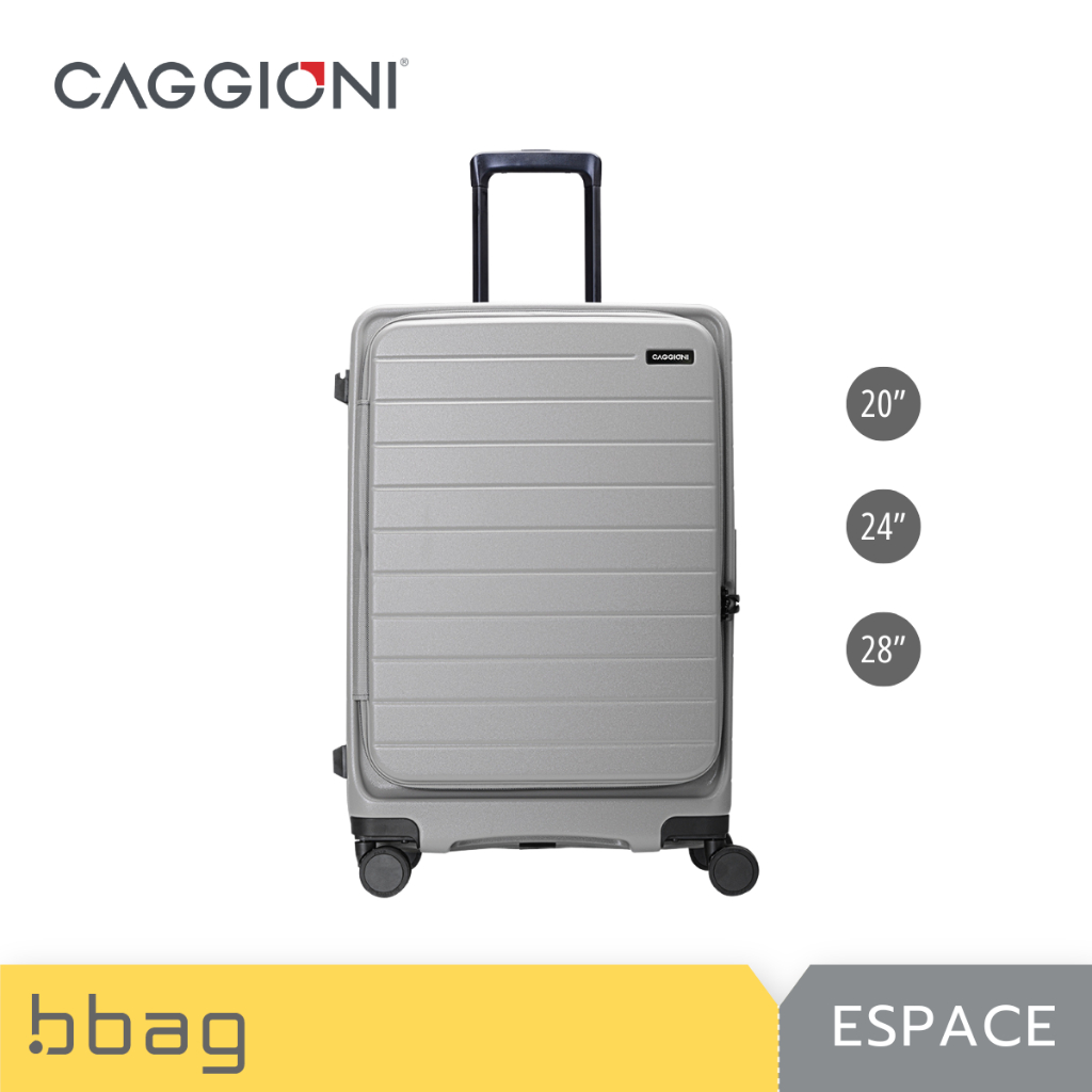 Caggioni กระเป๋าเดินทาง ฝาหน้า รุ่นเอสเปซ Espace (N20022) ล้อคู่ TSA Lock 20/24/28 นิ้ว - สีเทา