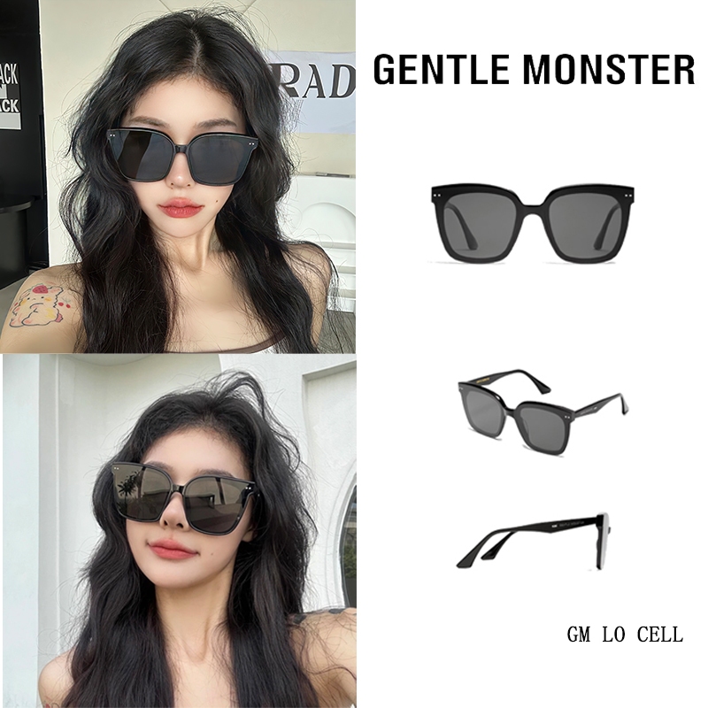 GENTLE MONSTER Lo Cell 01 gnแว่นกันแดดอะซิเตทสี่เหลี่ยม แว่นกันแดด unisex สีดำ