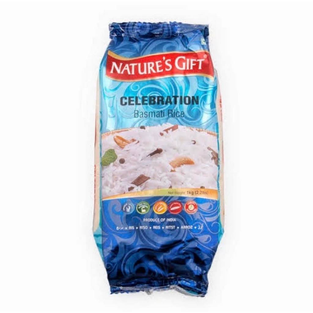 Nature’s Gift Celebration Basmati Rice 1kg ข้าวบัสมาติ ตรา เนเจอร์กิฟ สูตรเซเลเบรชัน