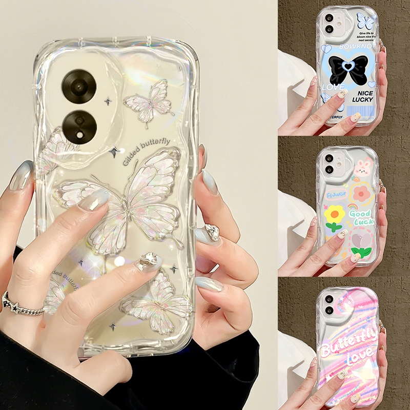 For เคส OPPO A15 4g A98 5g A18 A38 A16 A17 A16k A92 A5s A9 2020 A77s A7 A5 A15s A12 A1k A17k A54 A57 เคสโทรศัพท์ผีเสื้อ