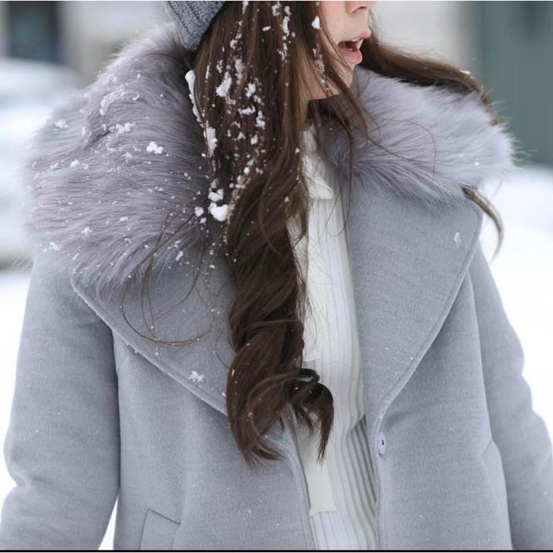 สินค้ามือสอง👗 Coatover 206 Collar Coat & Fur เสื้อโค้ทสีเทา size S