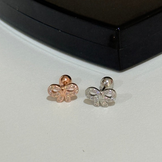 Suwann.na ต่างหู ต่างหูเงินแท้ จิว จิวเงินแท้ จิวโบว์เพชร