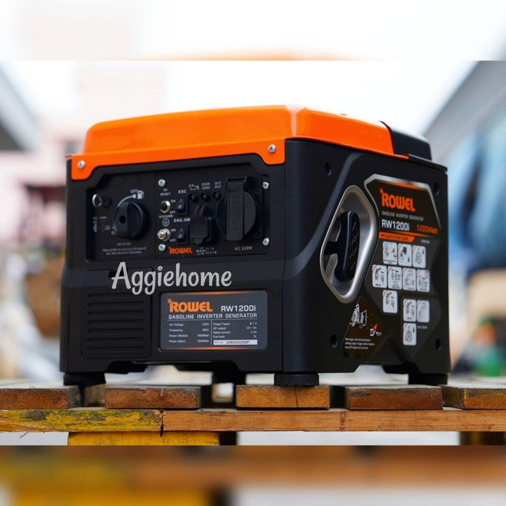 ROWEL เครื่องปั่นไฟ เบนซิน อินเวอร์เตอร์ รุ่น RW1200i (220V.1.8HP/ 1.2kW./ 3.2A ) เครื่องยนต์ 4 จังห