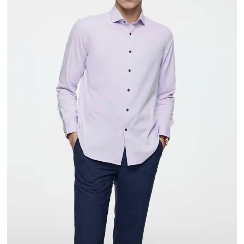 G2000 เสื้อเชิ้ตแขนยาวผู้ชายสีม่วงอ่อน สำหรับใส่ทำงานทรง SMART FIT