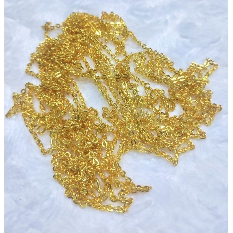 S88สร้อยทองหุ้มลายโซ่แบนปั่นห่วงหนัก1สลึง ทองหุ้ม100%แถมฟรีตะขอ งานคุณภาพสีเหมือนของจริง