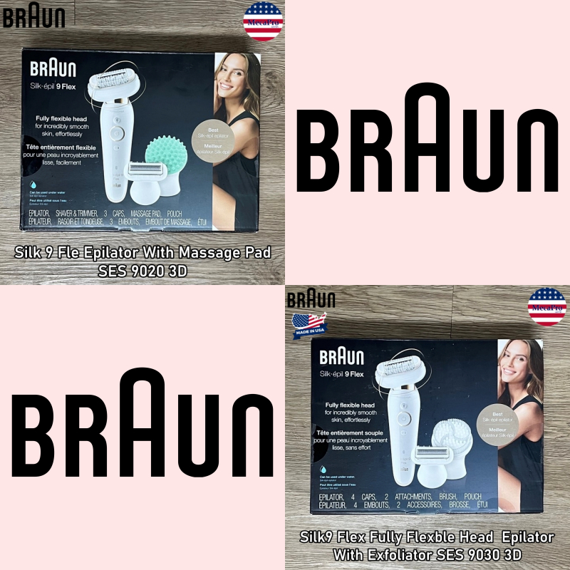 Braun® Silk9 Flex Fully Flexble Head Epilator เครื่องโกนขนไฟฟ้า พร้อมที่นวดหรือแปรงขัดผิว