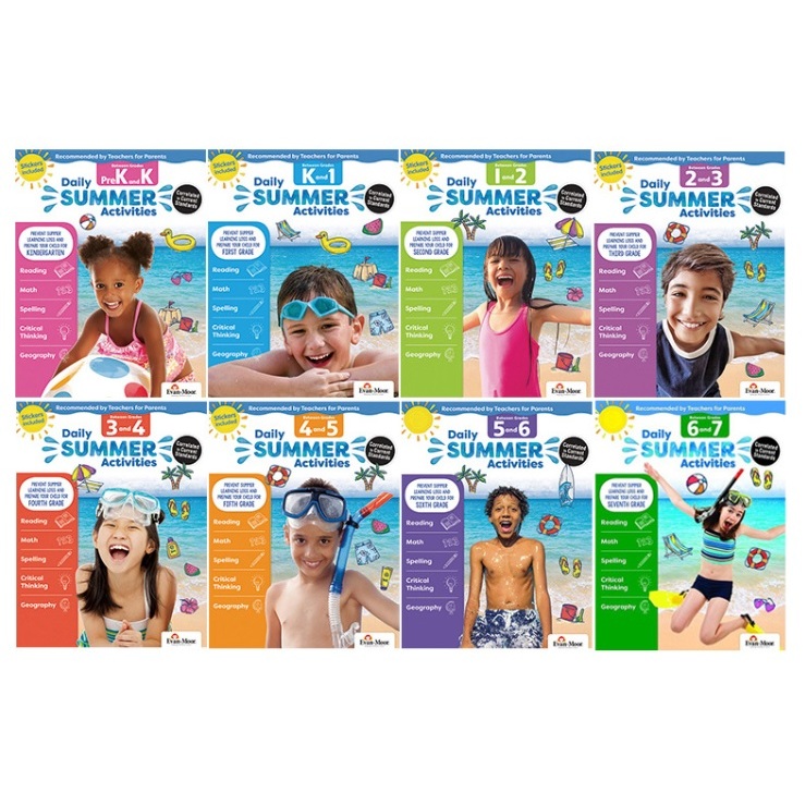 (ขายแยกเล่ม) แบบฝึกหัดภาษาอังกฤษ Evan-Moor daily summer activities WORKBOOK PreK - Grade 6