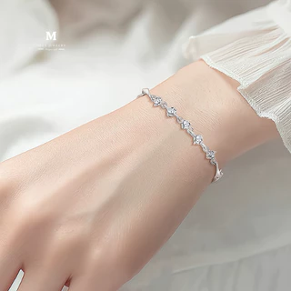 MEET💕กำไลเงิน Crystal Love กำไลเงินแท้ สร้อยข้อมือปรับได้ กำไลเพชร กำไลแฟชั่น ข้อมือเงิน ข้อมือเพชร