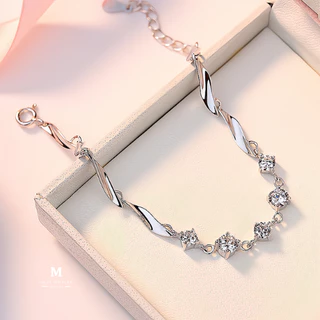 MEET💕กำไลเงิน Crystal Love กำไลเงินแท้ สร้อยข้อมือปรับได้ กำไลเพชร กำไลแฟชั่น ข้อมือเงิน ข้อมือเพชร