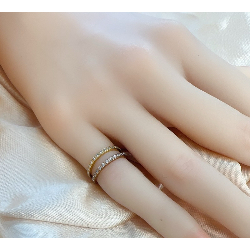 [#028]แหวน บางงานเพชรลอบวง แหวนนิ้วก้อย วงใหญ่ สแตนเลสแท้