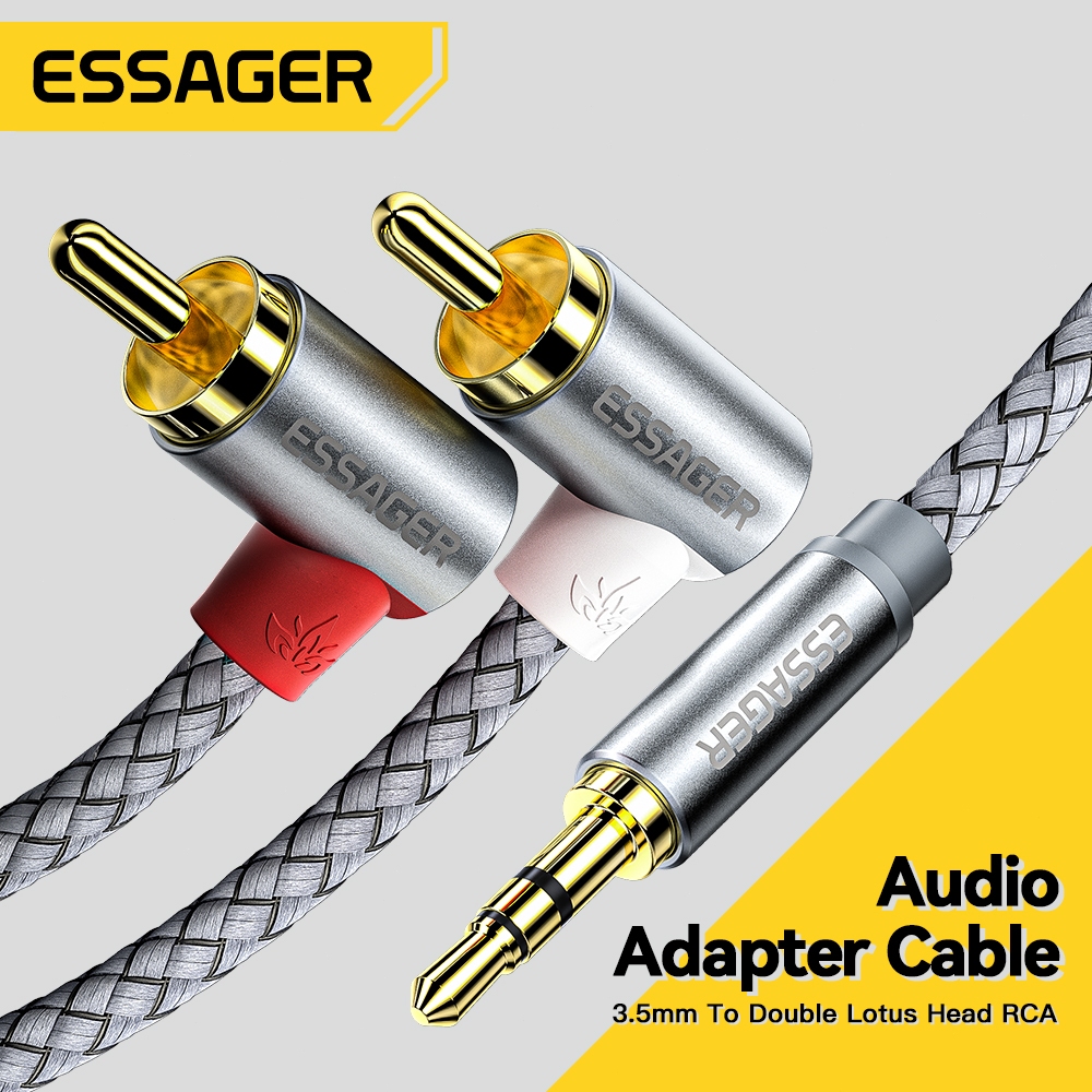 Essager แจ็ค3.5สายเคเบิล RCA RCA สายออดิโอ3.5มม. แจ็คเพื่อ2RCA ตัวแยกสายเอยูเอ็กซ์ตัวผู้สำหรับลำโพง DVD คอมพิวเตอร์ทีวี