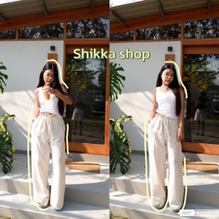 กางเกงขายาวผ้าฝ้ายมีกระเป๋าข้าง2ข้าง