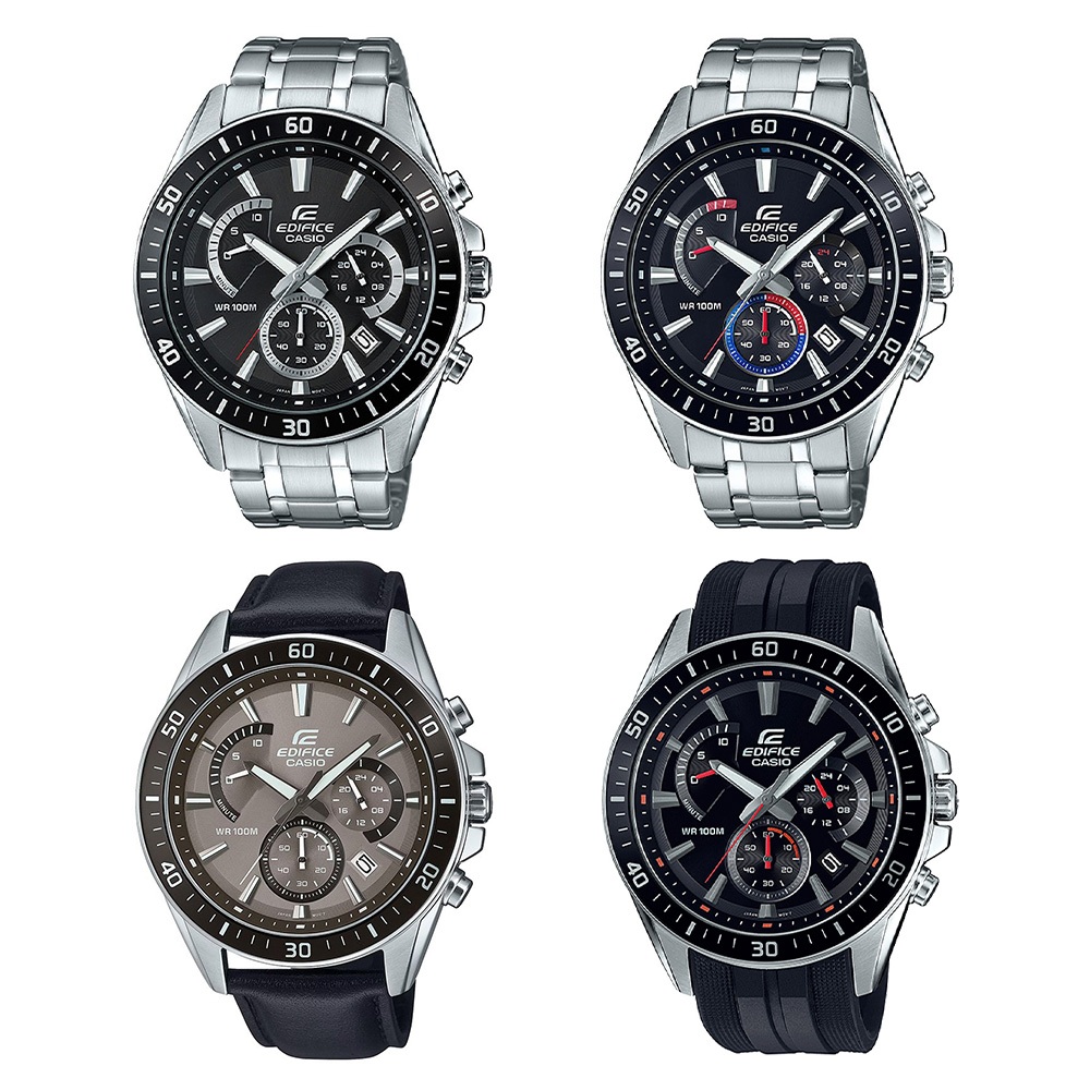 Casio Edifice นาฬิกาข้อมือผู้ชาย สายสเตนเลสสตีล รุ่น EFR-552,EFR-552D,EFR-552D-1A - สีดำ