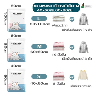 ถุงสูญญากาศ ถุงบีบอัด ถุงสูญญากาศมีวาล์ว ซิปคู่ หนาทนทาน ช่วยประหยัดพื้นที่ในตู้เสื้อผ้า นำกลับมาใช้ใหม่ได้