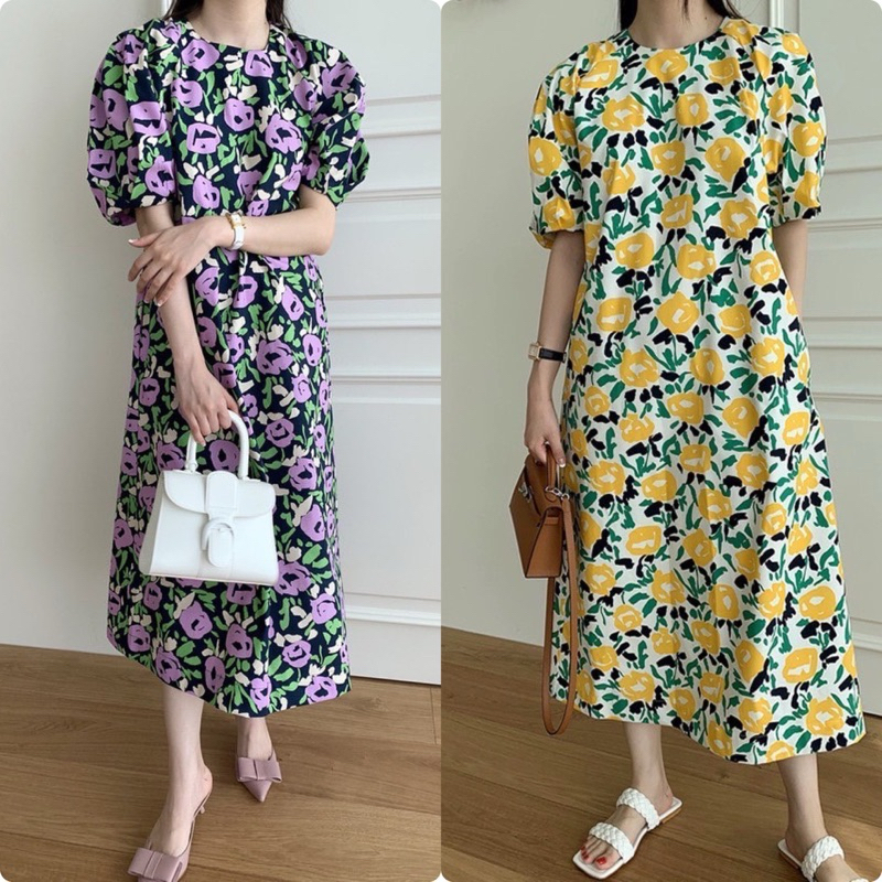 sirin studioเดรสลายดอกไม้ยาวB91