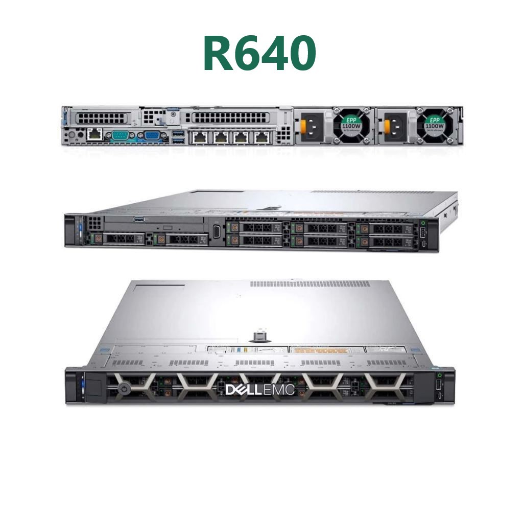 Dell R640 PowerEdge Rack Server CPU Platinum 8176M 56C/112T 2.1GHz RAM 128GB Port 10G SSD 1x500GB RA