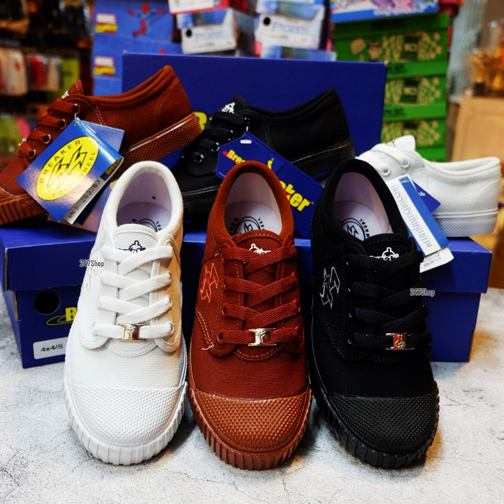 สินค้าพร้อมส่ง รองเท้านักเรียน ผ้าใบ Breaker รหัส 4x4