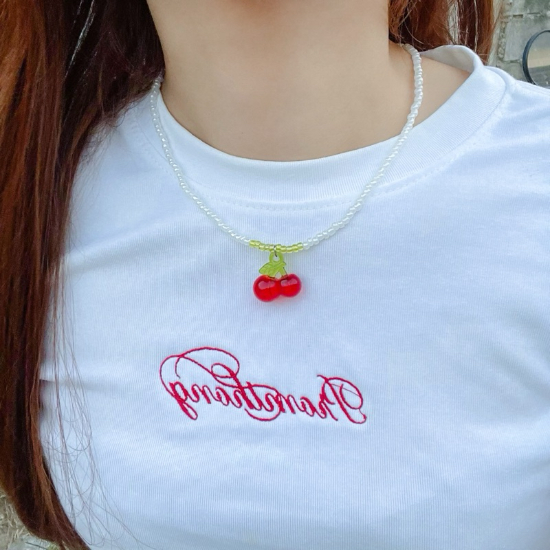 สร้อยคอลูกปัด|มุก|จี้เชอรี่ (พร้อมส่ง)