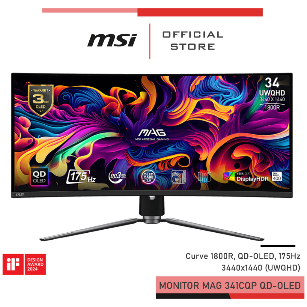MSI MAG 341CQP QD-OLED Monitor จอคอมพิวเตอร์