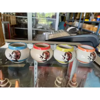 แก้วใส่น้ำนก ลายนก ขนาดเล็ก 1 คู่ คละสี (สีเดียวกันใน1คู่)