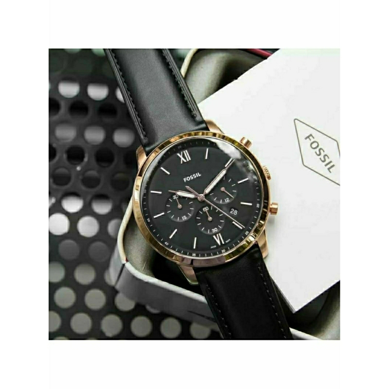 FOSSIL Neutra Chronograph Black Leather Watch (FS5381)