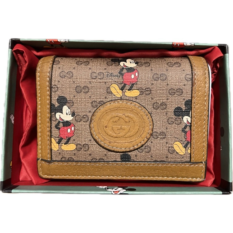 กระเป๋า GUCCI X DISNEY CARD CASE WALLET MINI GG SUPREME MICKEY MOUSE