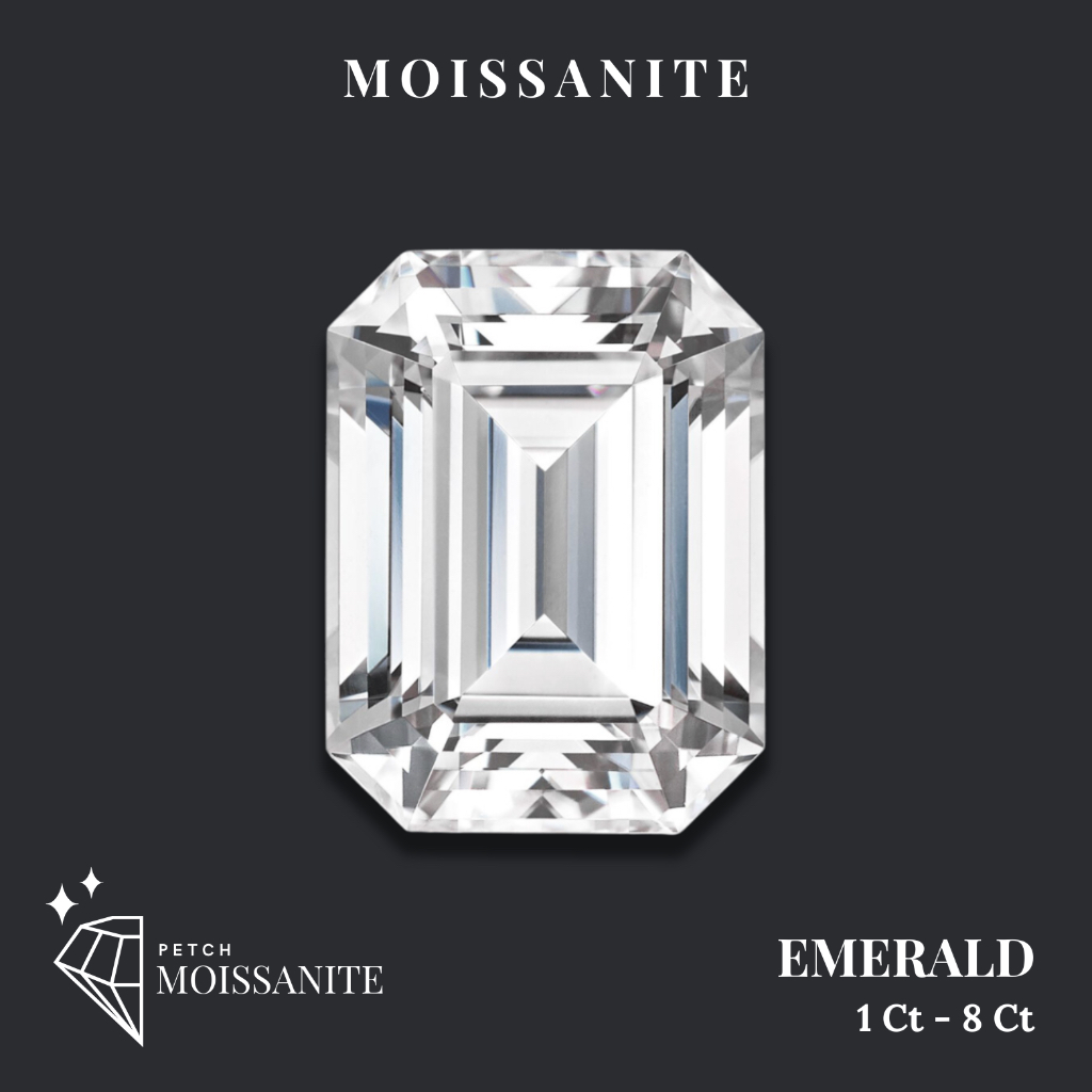 Emerald Cut Moissanite Diamond D-Color VVS1 {1ct - 8ct} - เพชรโมซาไนท์ สี่เหลี่ยมตัดมุม {1กะรัต - 8ก
