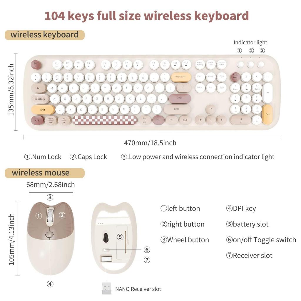(แป้นอังกฤษ+ฟรีสติ๊กเกอร์ไทย) MOFii GEEZER Zero Wireless Media Combo ชุดคอมโบไร้สาย คีย์บอร์ดและเมาส์น้องแมวสุดน่ารัก